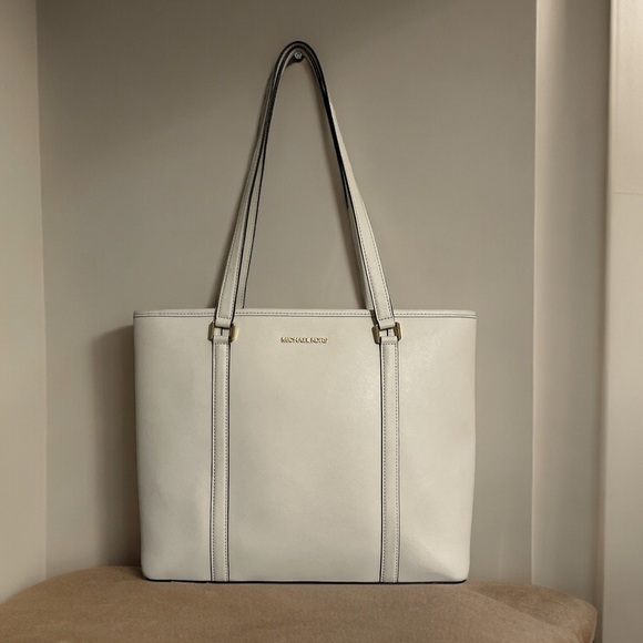Michael Kors Large Leather Tote Off White - Picture 1 of 11